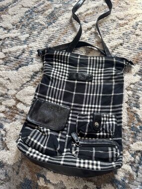 American Eagle Outfitters Black and White Plaid Crossbody Tote